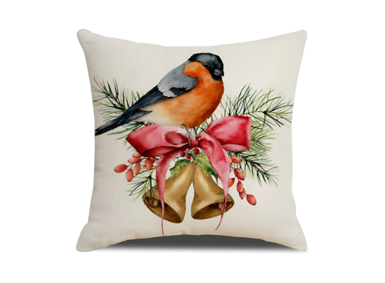 Poduszka świąteczna 45 x 45 cm ptak i dzwonek