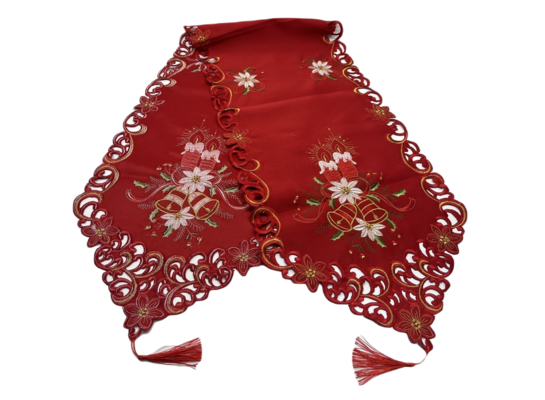 Bieżnik w kwiaty i świece z chwostem 38 x 176 cm