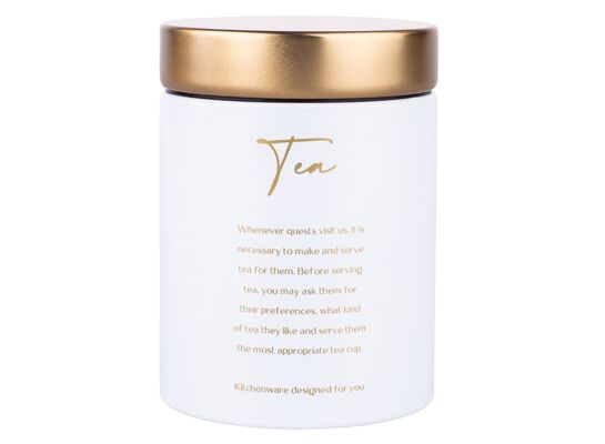 Puszka okrągła Tea 11 x 11 x 15 cm biało-złoty