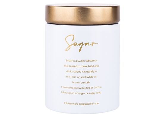 Puszka okrągła Sugar 11 x 11 x 15 cm biało-złoty