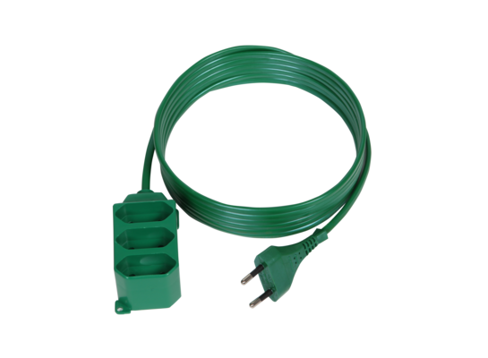 Przedłużacz choinkowy 3-gniazdowy 2 x 0,75 mm 1,5 m zielony PS-362P
