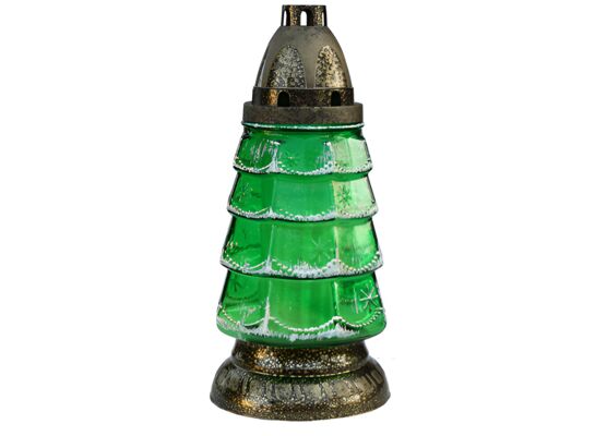 Znicz szklany choinka Z-67/ZŁ 24 cm złoto-zielony