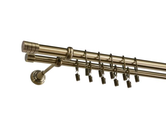 Karnisz podwójny ZEUS 300 cm 25 mm KORTA złoto