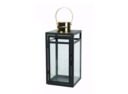 Metalowa latarnia 35,5 cm czarno-złoty mat