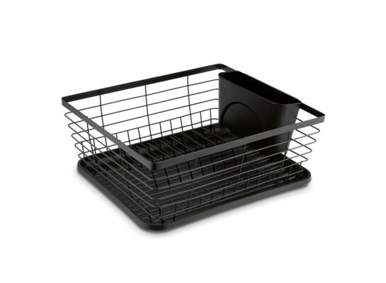 Suszarka z ociekaczem plastikowa 36 x 30,3 x 15 cm czarna