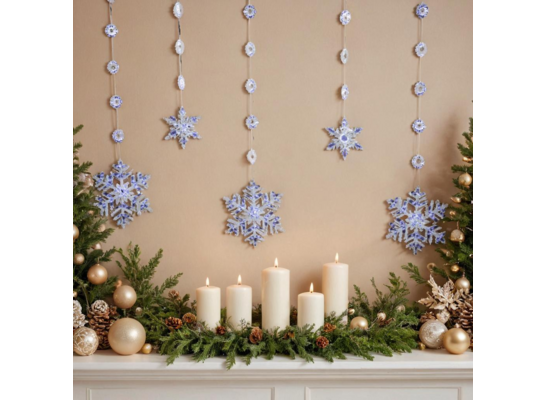 Kurtyna świetlna śnieżynki 78 LED zimny biały 100 x 70 cm