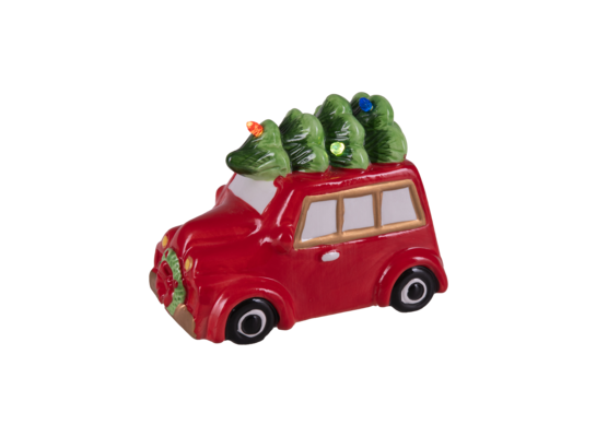 Ceramiczny samochód z choinką na dachu LED