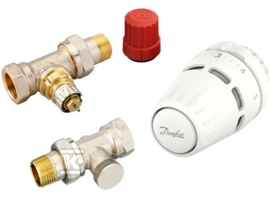 Zestaw termostatyczny Danfoss z głowicą Regus RA nakrętka +RA-N+RLV-S 15 prosty