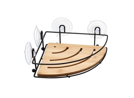 Półka łazienkowa Scandic narożna czarny/bambus JOTTA