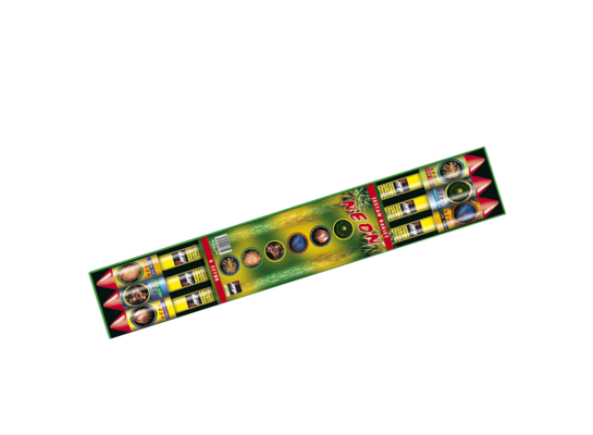 Zestaw rakiet NEON 6 strzałów, średnica rakiety 32 mm