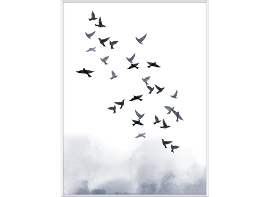 Obraz w białej ramie 30 x 40 cm Ptaki niebieskie