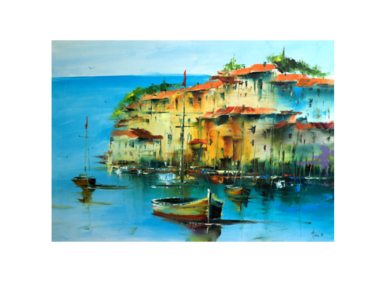 Obraz na płótnie 50 x 70 cm Port malowany