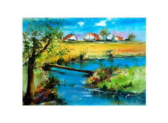 Obraz na płótnie 50 x 70 cm Łąka i rzeka