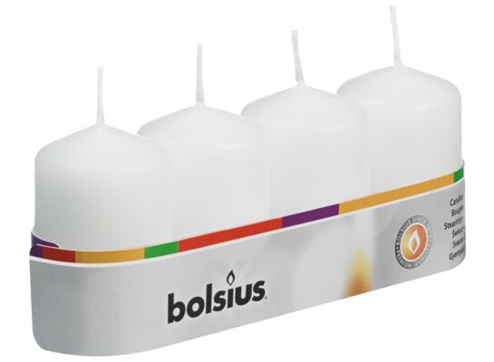 Zestaw świec pieńkowych adwentowych 4 szt. 6 x 4 cm biały Bolsius