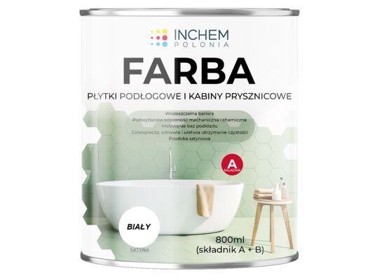 Farba płytki podłogowe i kabiny prysznicowe zestaw 800 ml Biały
