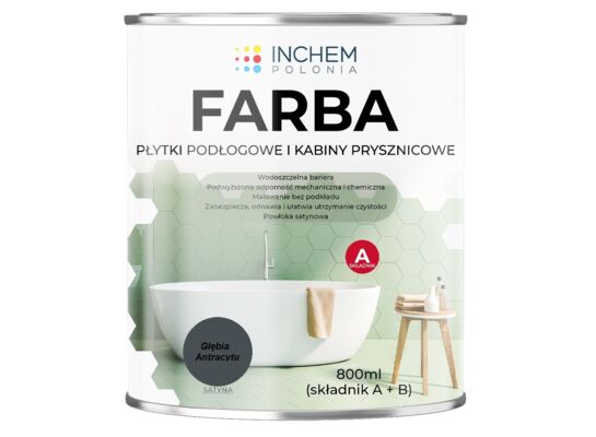 Farba płytki podłogowe i kabiny prysznicowe zestaw 800 ml Głębia Antracytu