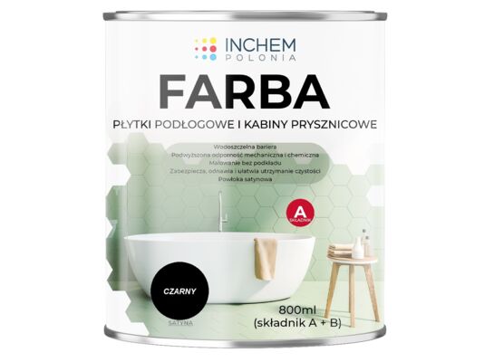 Farba płytki podłogowe i kabiny prysznicowe zestaw 800 ml Czarny