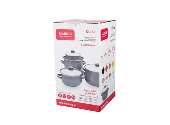 Komplet garnków emaliowanych Klara 8 elementów biały ALTOM