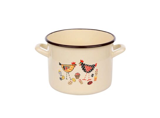 Garnek emaliowany prosty Kurka Zośka Kokoszka 3,3 l 18 cm
