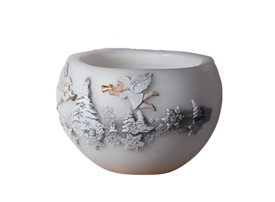 Świeca lampion Niebiańskie Anioły 14,4 x 10 cm biały