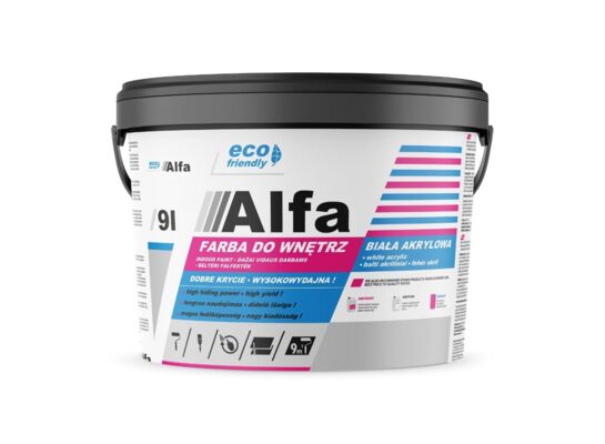 Farba akrylowa Alfa biała 9 l
