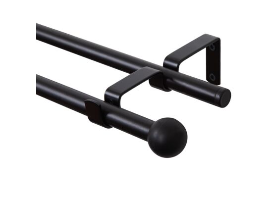 Karnisz podwójny Base II 200 cm 16 mm kula czarny mat