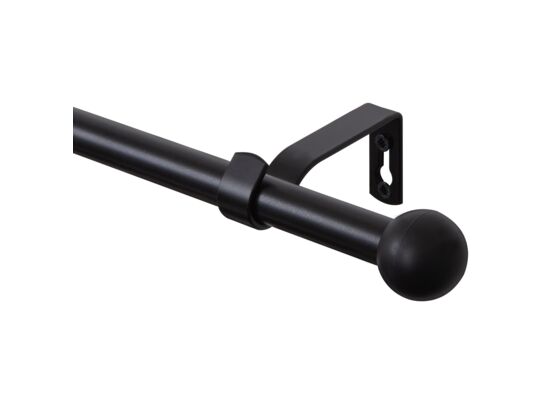 Karnisz pojedynczy Base I 200 cm 16 mm kula czarny mat