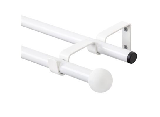 Karnisz podwójny Base II 160 cm 16 mm kula biały mat