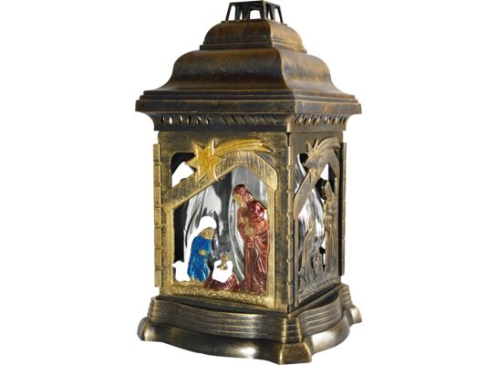 Znicz szklany szopka 25,5 cm złoty