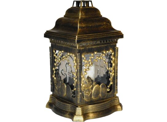 Znicz szklany Katedra Kurczaczek 25,5 cm czarny złoty