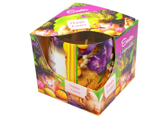 Świeca w szkle zapachowa Szczęśliwa Wielkanoc krokus