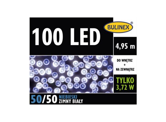 Lampki choinkowe LED 100 biały zimny z niebieskim Bulinex