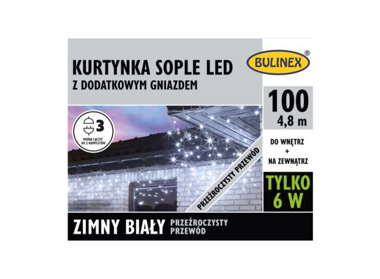 Kurtyna sople LED 100 biały zimny Bulinex