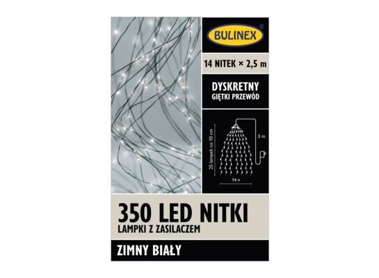 Lampki choinkowe Nitki 350 LED biały zimny 14 szt. Bulinex
