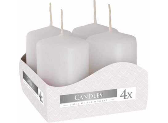 Świeca walec 6 x 3,8 cm wotywna biała 4 szt. Bispol