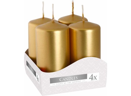Świeca walec 8 x 3,8 cm wotywna złota 4 szt. Bispol