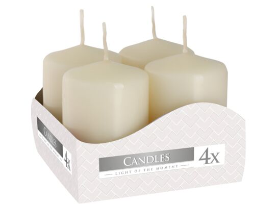 Świeca walec 8 x 3,8 cm wotywna ecru 4 szt. Bispol