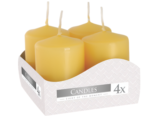 Świeca walec 8 x 3,8 cm wotywna żółta 4 szt. Bispol