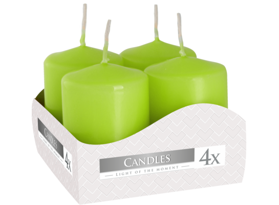Świeca walec 8 x 3,8 cm wotywna zielona 4 szt. Bispol