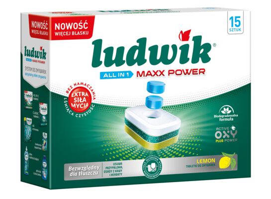Tabletki do zmywarek ALL IN 1 MAXX POWER LEMON 15 sztuk Ludwik