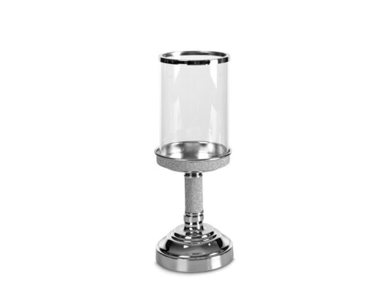 Świecznik dekoracyjny ROBI01, 12 x 30 cm transparentny/srebrny