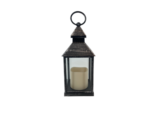 Lampion LED 10 x 28 cm czarno-srebrny