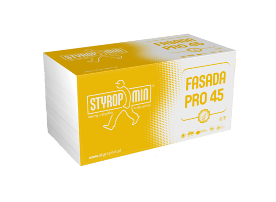 Płyta standardowa FASADA PRO 45 gr.020 gładka 500 x 1000 STYROPMIN