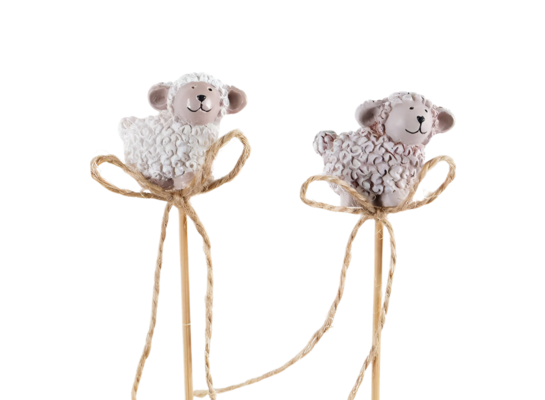 Ozdoba owca na piku biała/brązowa