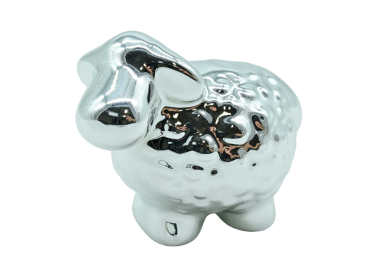Figurka ceramiczna owca srebrna 6 cm