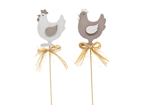 Ozdoba na piku kura biała/brązowa 33,5 cm