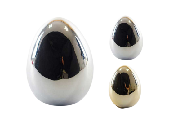 Figurka ceramiczna jajko 16 cm złota/srebrna