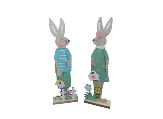 Figurka drewniana zając 40,5 cm mix wzorów