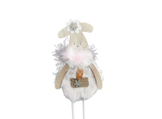 Figurka drewniana zając 28 cm biała