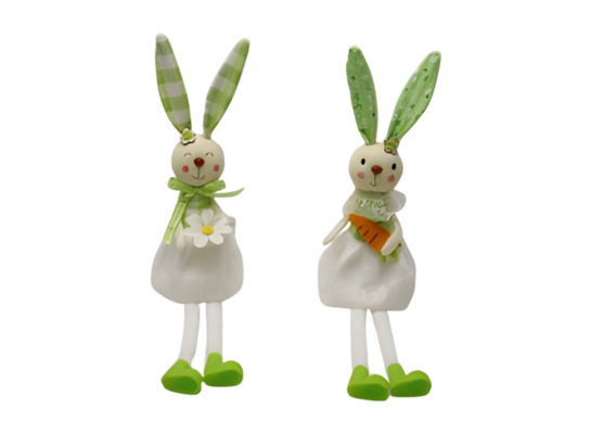 Figurka zając tekstylna 30 cm biało-zielona mix wzorów